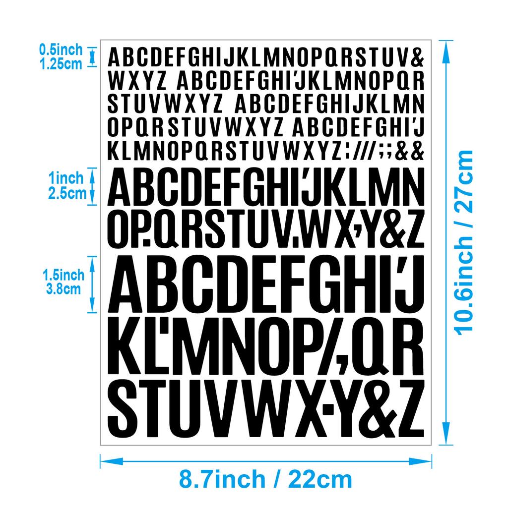 English Letter Stickers 0.5+1+1.5 Inch Scrapbook Holiday Greeting Card Decorative Handbook Letter Stickers