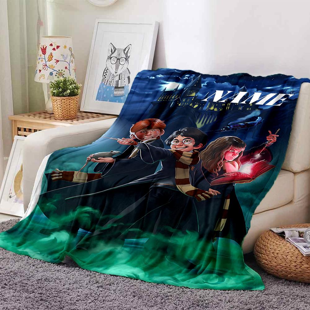 Custom Name "Harry Potter's Magical Journey" blanket for Couch & Bed, Plush Cozy Fuzzy Blanket Super Soft & Warm Blankets for Fall and Winter. 0908113
