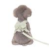 Yousheng Pet Dress Breathable Ruffle Trim Polyester Fashion Bowknot Floral Printing Puppy Dress Harness for Outdoors