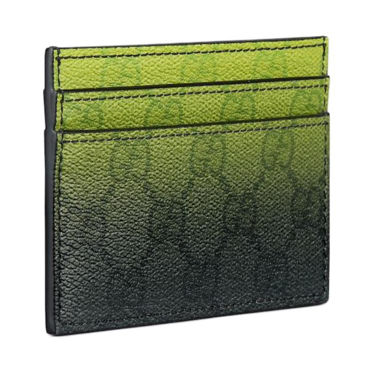 Gucci Gradient GG Monogramm Beschichtetes Gewebe Kartenhalter Herren Accessoires Limettengrün Schwarz 835700-FAERJ-3248