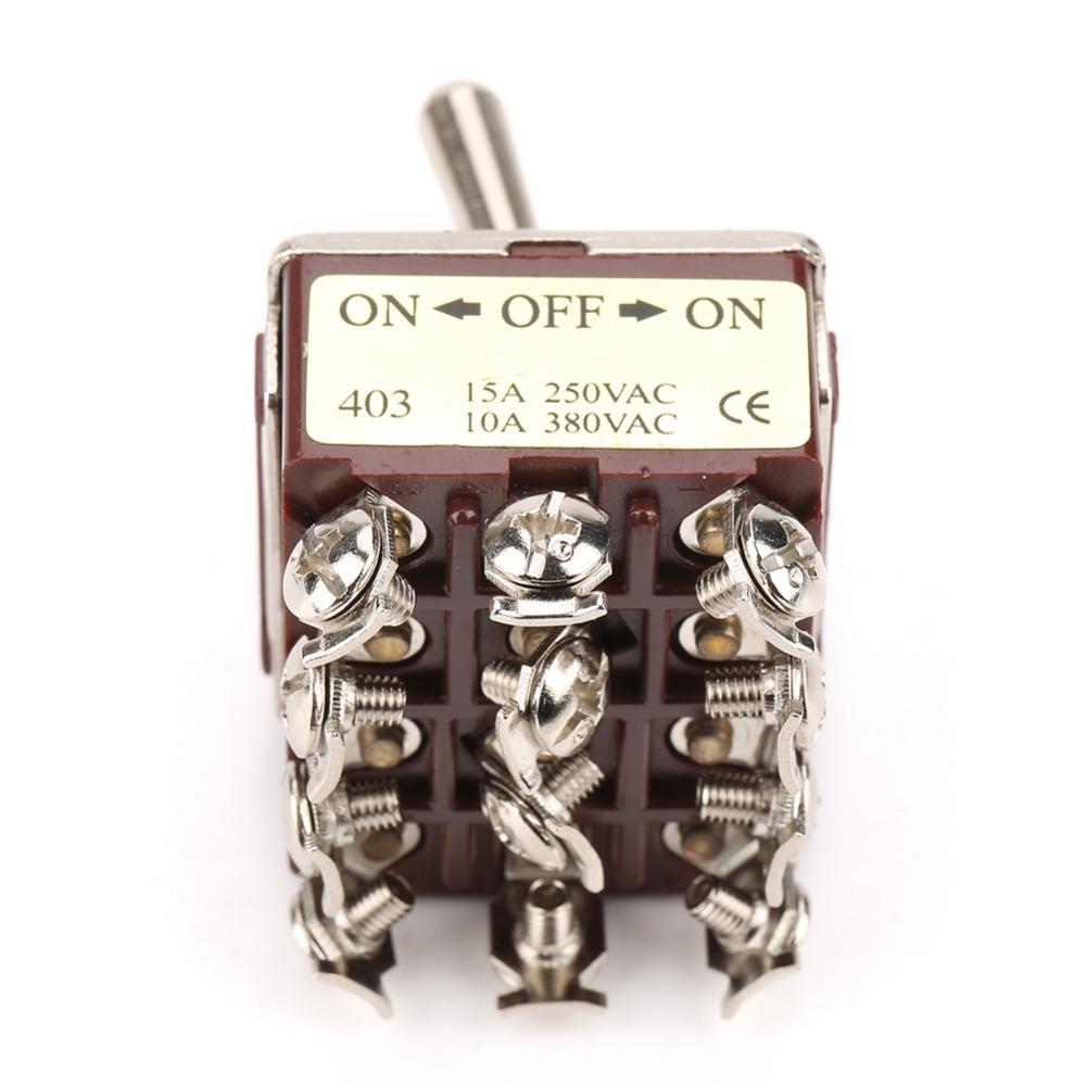 3-Positionen Kippschalter 4PDT 15A/250VAC 10A/380VAC Wippschalter 12 Pins 12mm Mini-Größe EIN/AUS/EIN Kippschalter Industrieller Einsatz