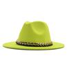 European, American Autumn and Winter British Style Fashionable and Elegant Flat-brimmed Big Eaves Hat Top Hat Men and Women Chain Jazz Woolen Hat