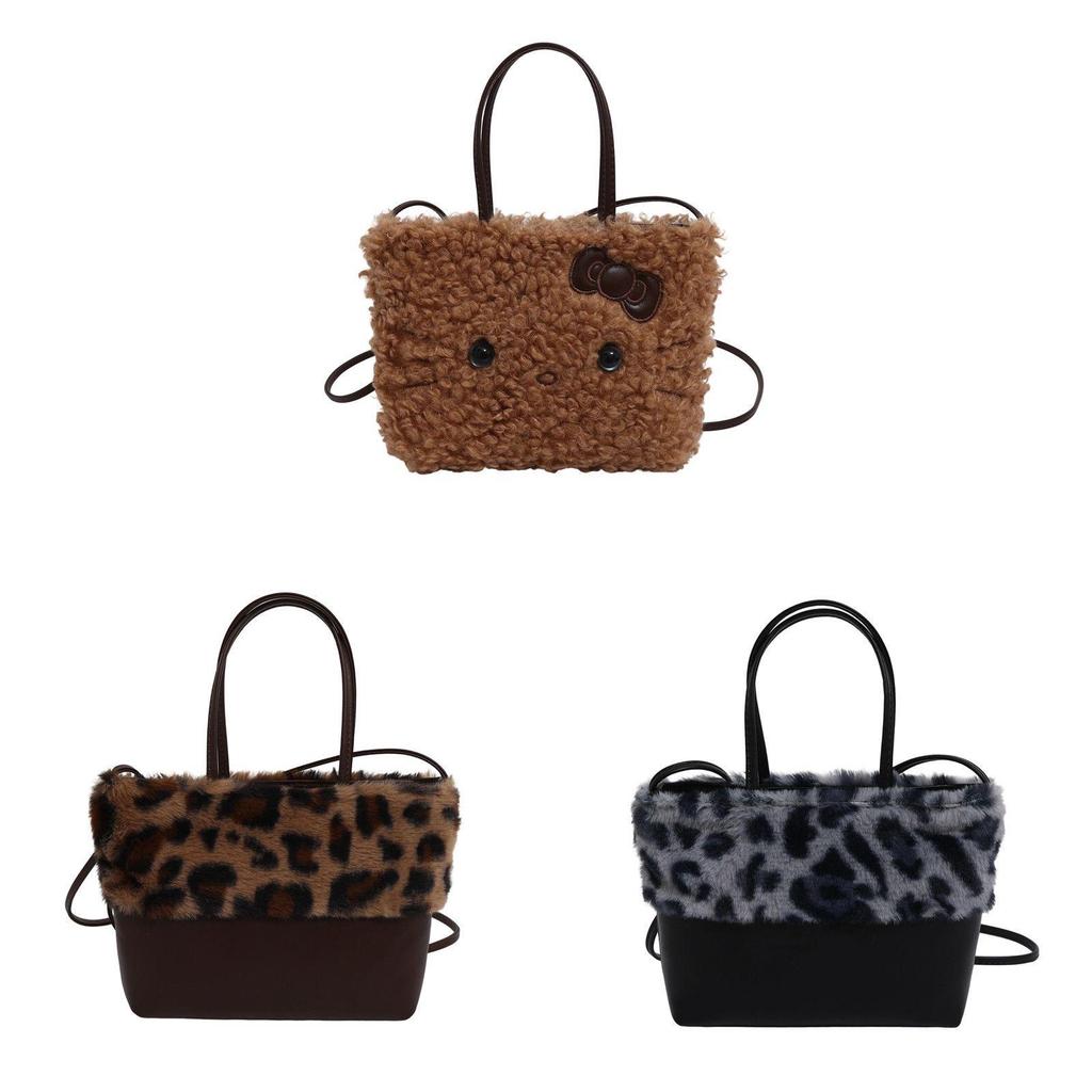 Plush Hello Kitty Crossbody Bag With Padded Shoulder Strap For Everyday Outings
