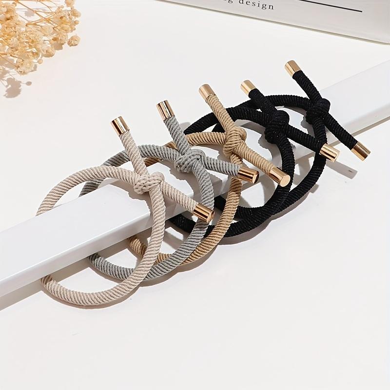5pcs Simple High-elasticity Hair Ties with Bow, Available In Various Colors, Suitable for Daily Wear In All Seasons