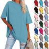 Damen Casual Basic Top Kurzarm Rundhals Einfarbig Mode T-Shirt