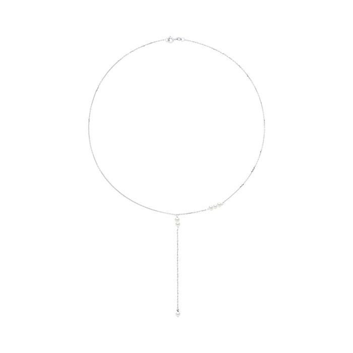 Collier - PEARLS & COLORS - Perles de culture d'eau douce 3-4 mm - Argent 925 - Blanc naturel - 42 cm