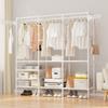 Household Coat Stand Double-Row Floor Hanger Durable Storage Wardrobe  Bedroom Floor
