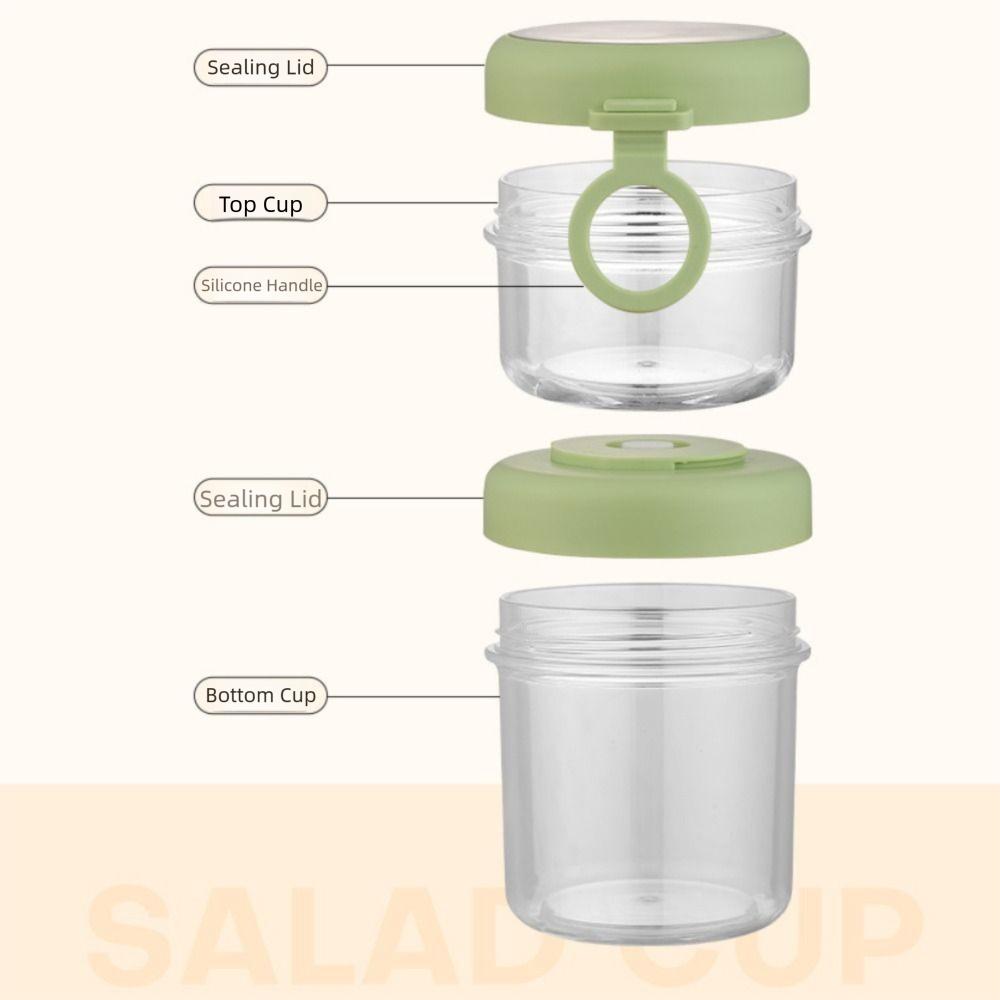Transparent Breakfast Cup 2 Layer Oatmeal Cup Portable Food Storage Container  Office