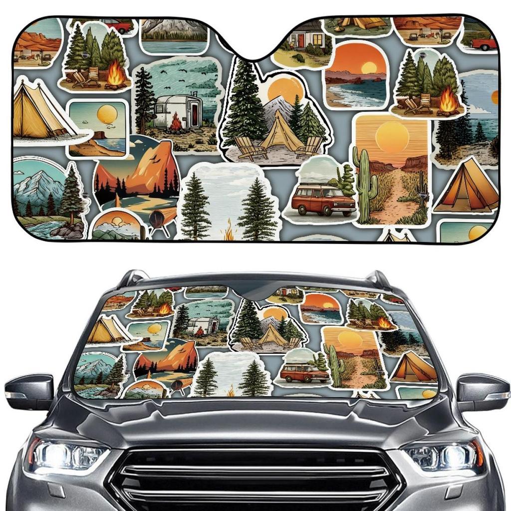 Custom Printed Car Sunshade for Sedans - Thin Front Windshield Cover