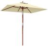 Rectangular Garden Parasol 200x150x235 Cm Tilting with Anti-UV and Wooden Pole for Terrace Patio Beige