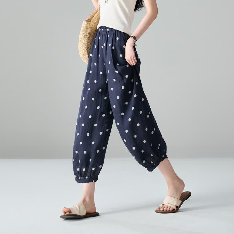 SOFSIL 2026 Summer High-Waist Polka Dot Harem Pants 28/L темно-синий