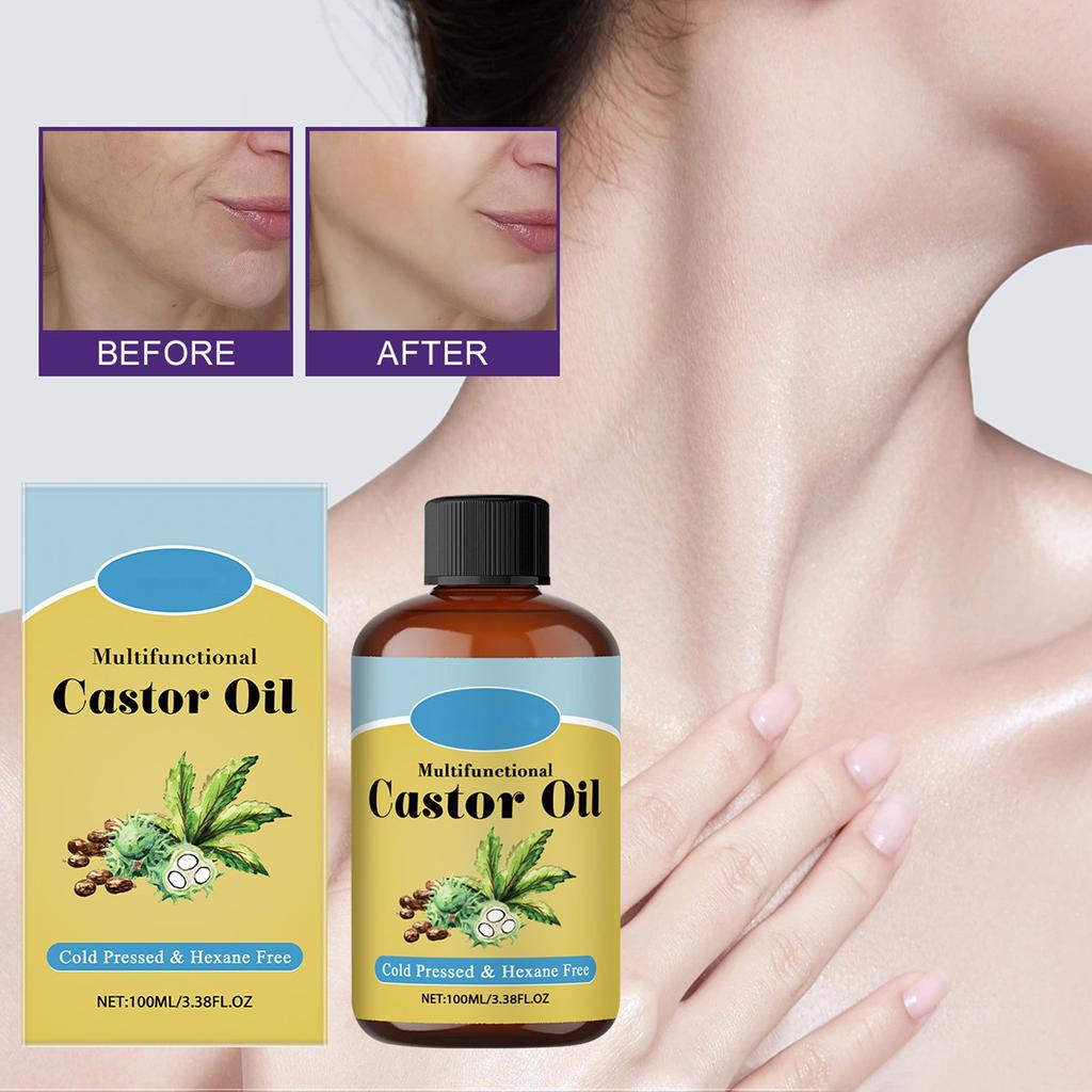 Castor Oil Hair Growth, Promotes Hair Growth, Making Hair, Eyelashes And Eyebrows Thicker And Fuller. Skin Moisturizer 100ml