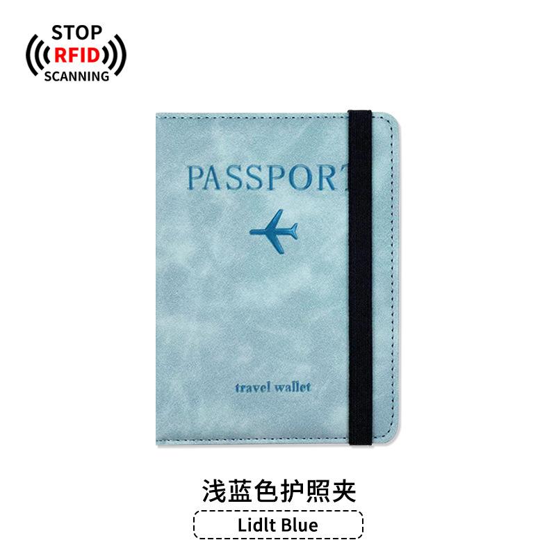 Pu leather anti-magnetic passport bag luggage tag set leather anti-theft brush rfid passport holder ID bag passport cover