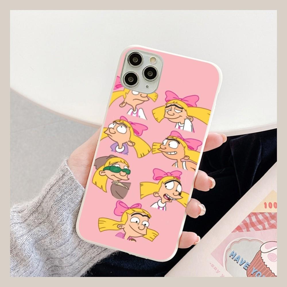 Hey Arnold Helga Bonito Phone Case For IPhone 14 11 12 13 Mini Pro Xs Max 8 7 6 6S Plus X XR Solid Candy Color Case