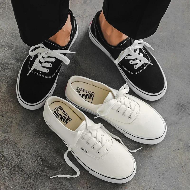 Men's  Lace Up Vulcanize Shoes Tennis Footwear Casual Flats Canvas Sneakers Women Shoes Outdoor Solid Color Shallow Sports Shoes
