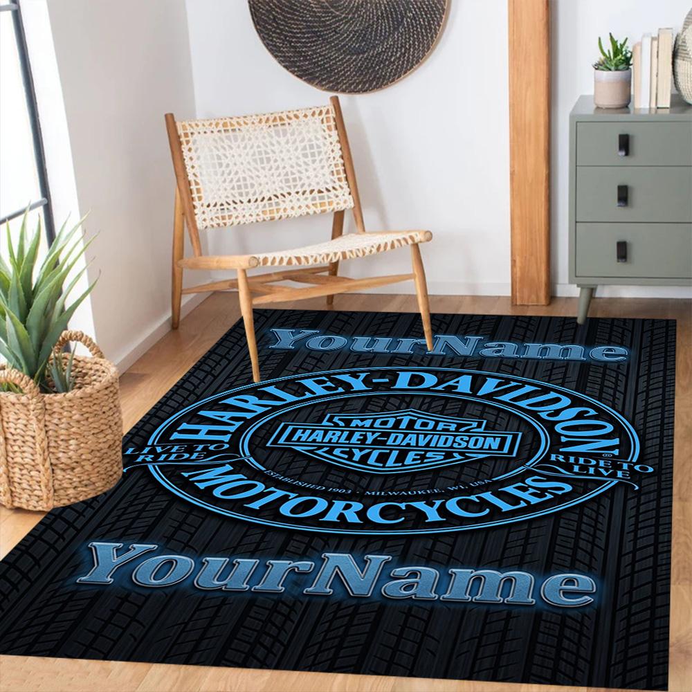 Harley-davidson Motorcycles Customize Your Name Floor Mat Design for Playrooms Foyer Dormitory Decorate room Antislip Carpet Anime Office Decor