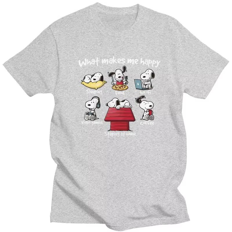 

Літня Кастомна Класична Мила Мультяшна Футболка Snoopy Чоловіча Жіноча З Коротким Рукавом Повсякденна Бавовняна Футболка Slim Fit Мерч M