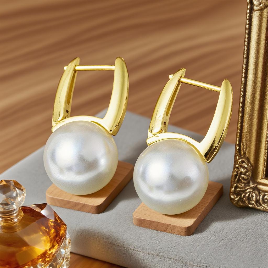 Classic luxury zircon earrings imitating pearl women's ear buckles earrings