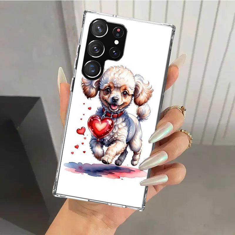 Lovely Puppy Heart Dogs Phone Case for Samsung Galaxy S26 S24 S23 Ultra S25 Edge S22 S21 Plus S20 FE + Soft Print Shell Funda Ga