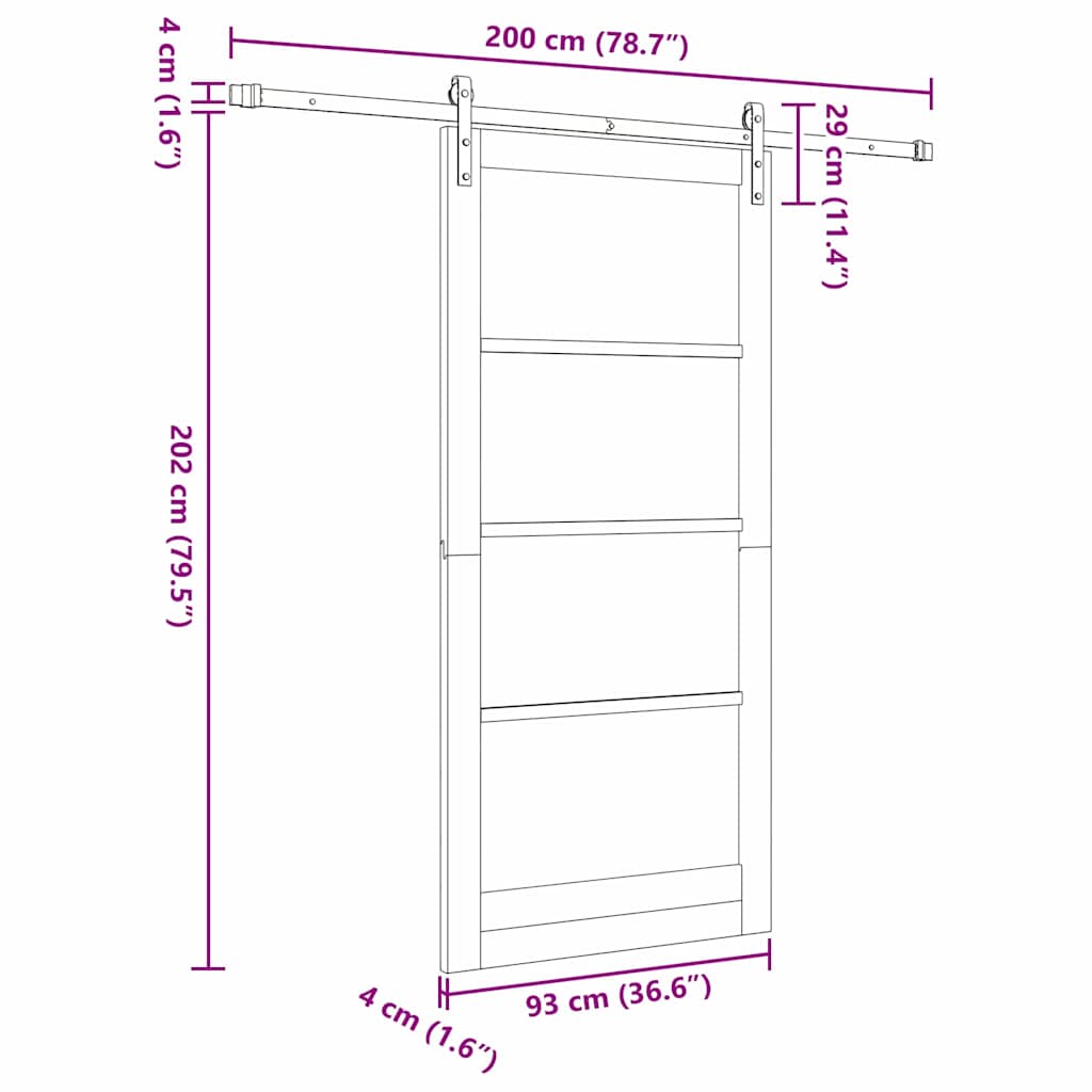 ORKDAL Sliding Door Natural and Black 93 x 202 cm