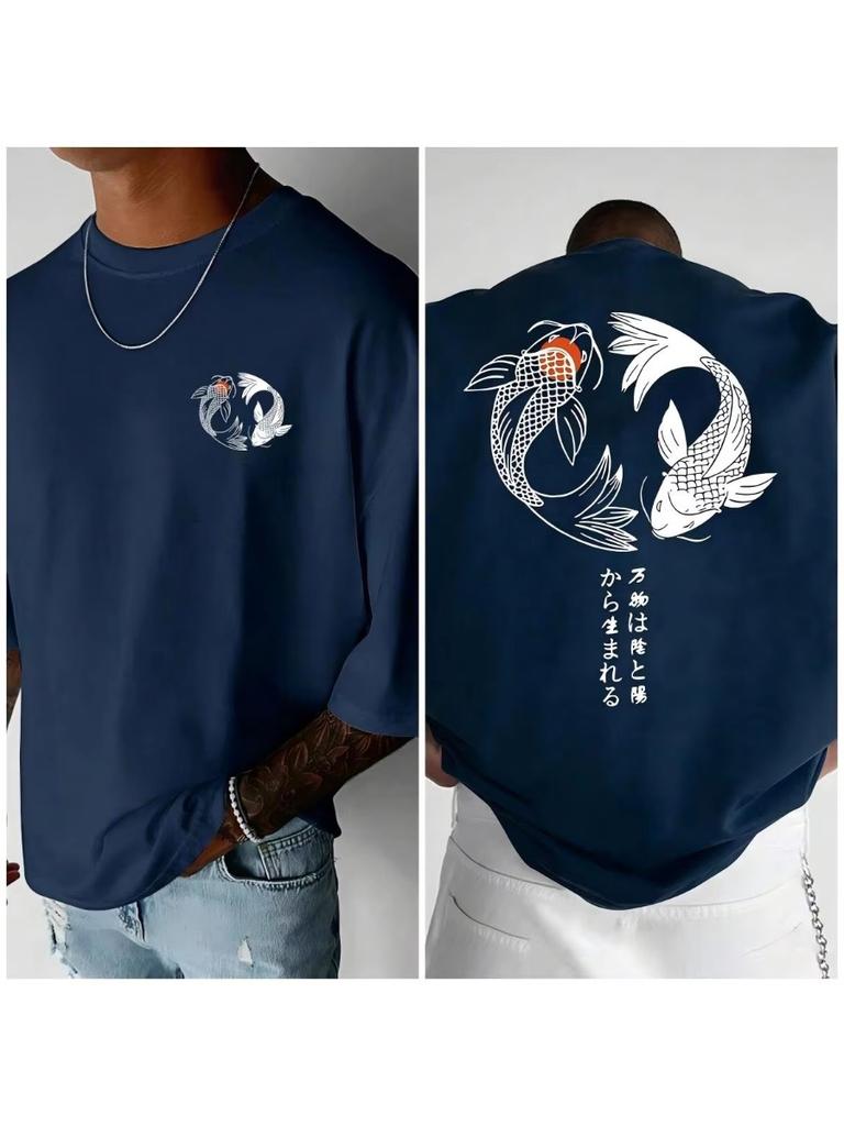 Koi Harajuku Men's T-shirt Summer Daily Outdoor Sports Street Casual Comfortable Short-sleeved