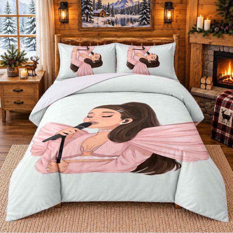 Ariana Grande Pattern Bedding 3Pcs Set Bed Sheet And Pillowcases For Indoor Bedroom