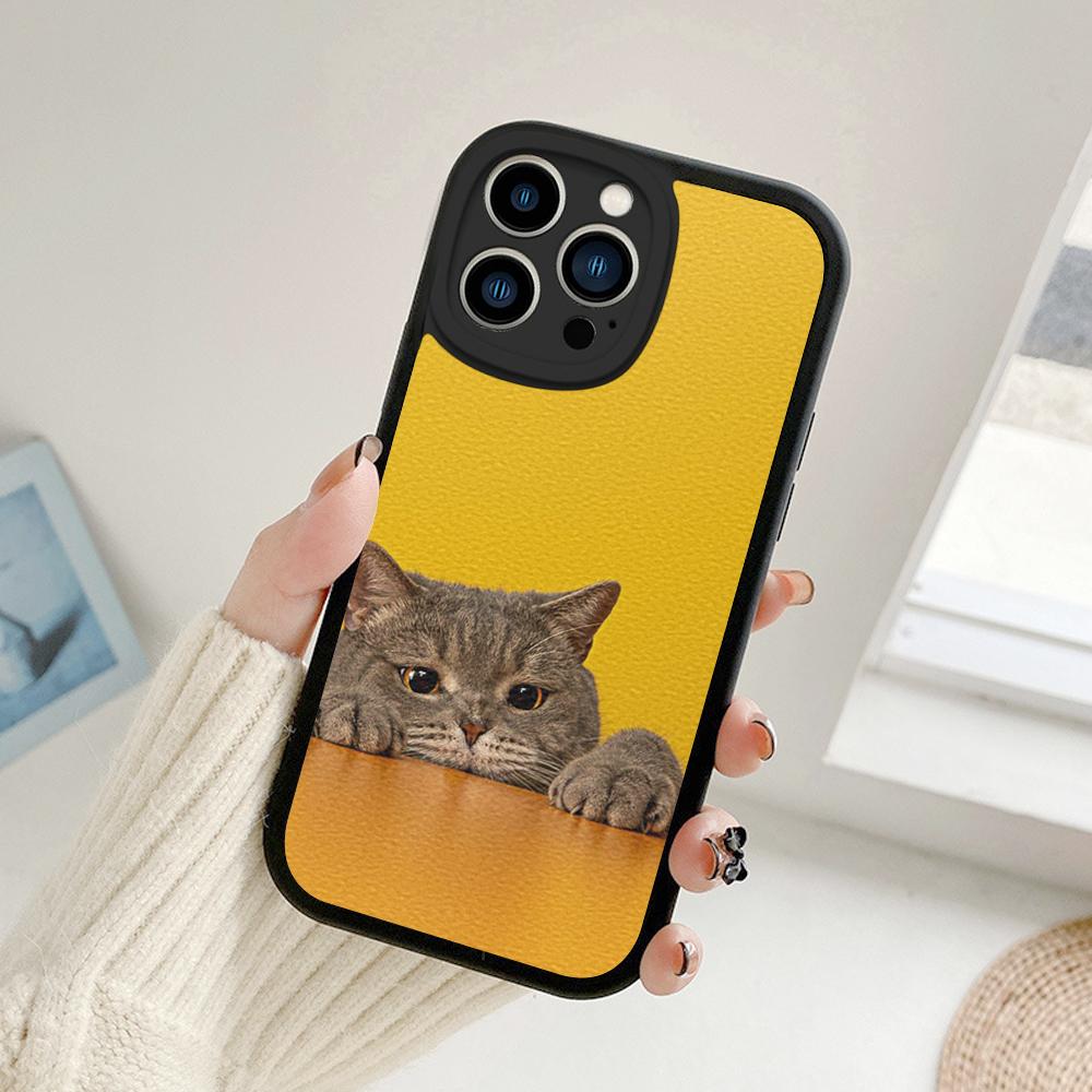 For Iphone 14 Funny Cartoon Cat Phone Case for Iphone 14 13 11 12 Pro MAX 13 12 MiNi 7 8 14 Plus SE2020 X XS XR Lambskin Covers