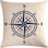 Nautical Compass Print Throw Pillow Cover, Vintage Style Cushion Case for Home Decor