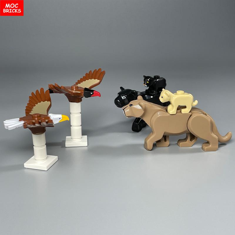 MOC Bricks Jungle Underbrush Forest Animal Monkey Goat Giraffe Bird Night Owl Accessories Building Blocks Friend Toys Gifts