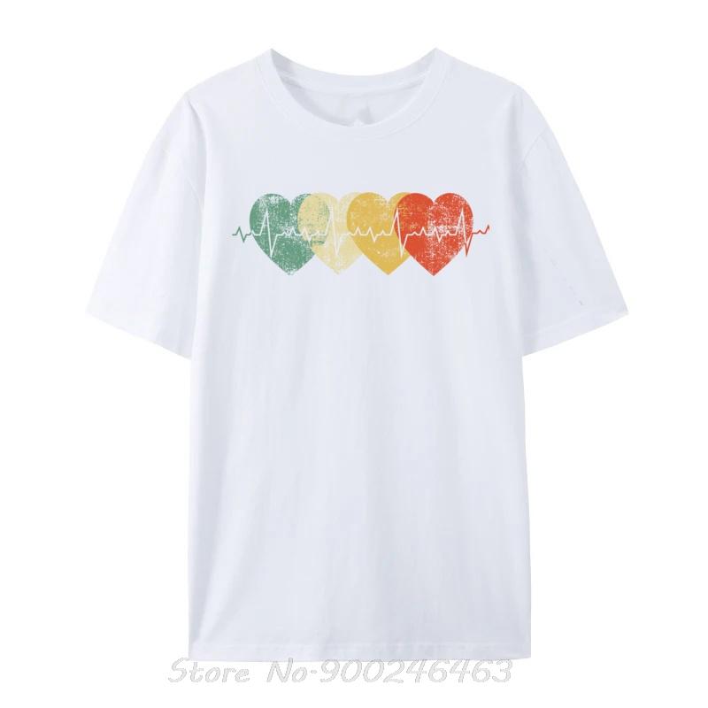 Funny Nurse Heartbeat Retro Vintage Heart Nursing Brand Unisex Tshirts Funny Nerd Sarcastic Engineer Tops Tees Cotton Tshirts S