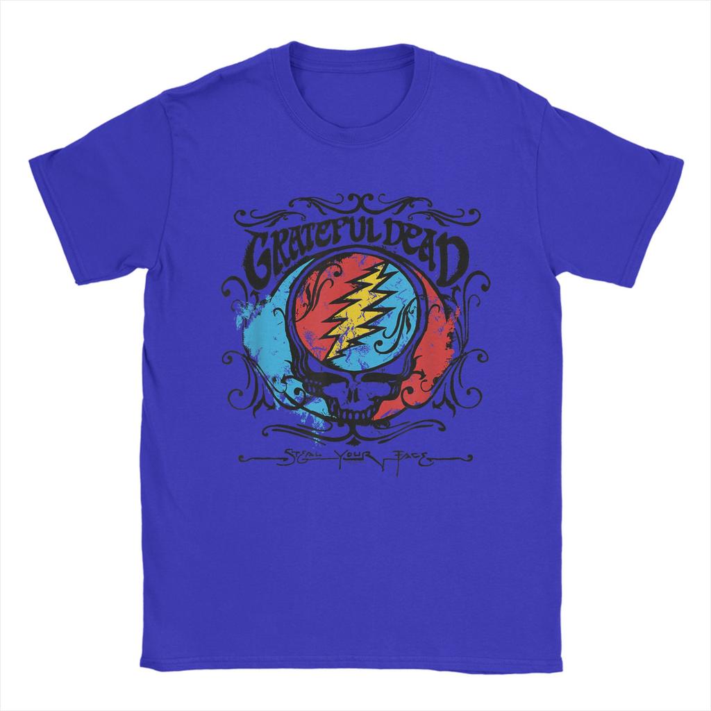 Harajuku T-Shirt Grateful Dead Steal Your Face Handgezeichneter Flair Band Baumwoll-T-Shirts für Herren Sommer Tolle Kurzarm-Oberteile