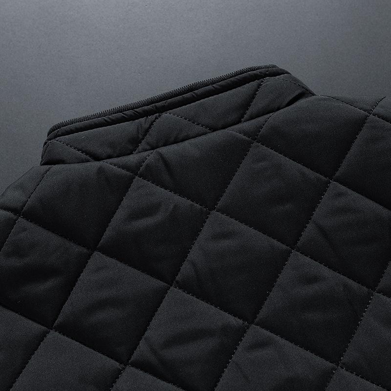 Warmer karierter Baumwollmantel für Herren mit Stehkragen – lässige, winddichte und modische Samtjacke