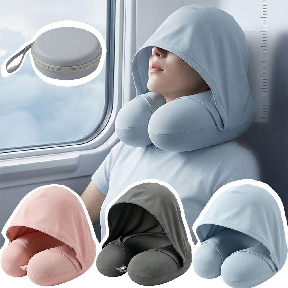 Slow Rebound U-Shaped Neck Pillow Foldable Design Ice Silk Neck Rest Cushion Long Flights