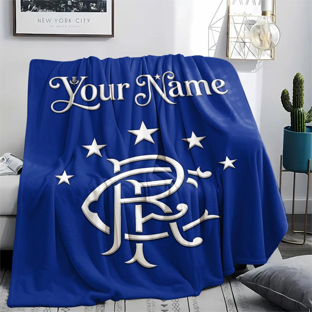 1PC Custom Name Rangers F.C Patterned Flannel Blanket Suitable For All Seasons for Home Decor Warmth and Comfort Gifts Holiday Present -HE180
