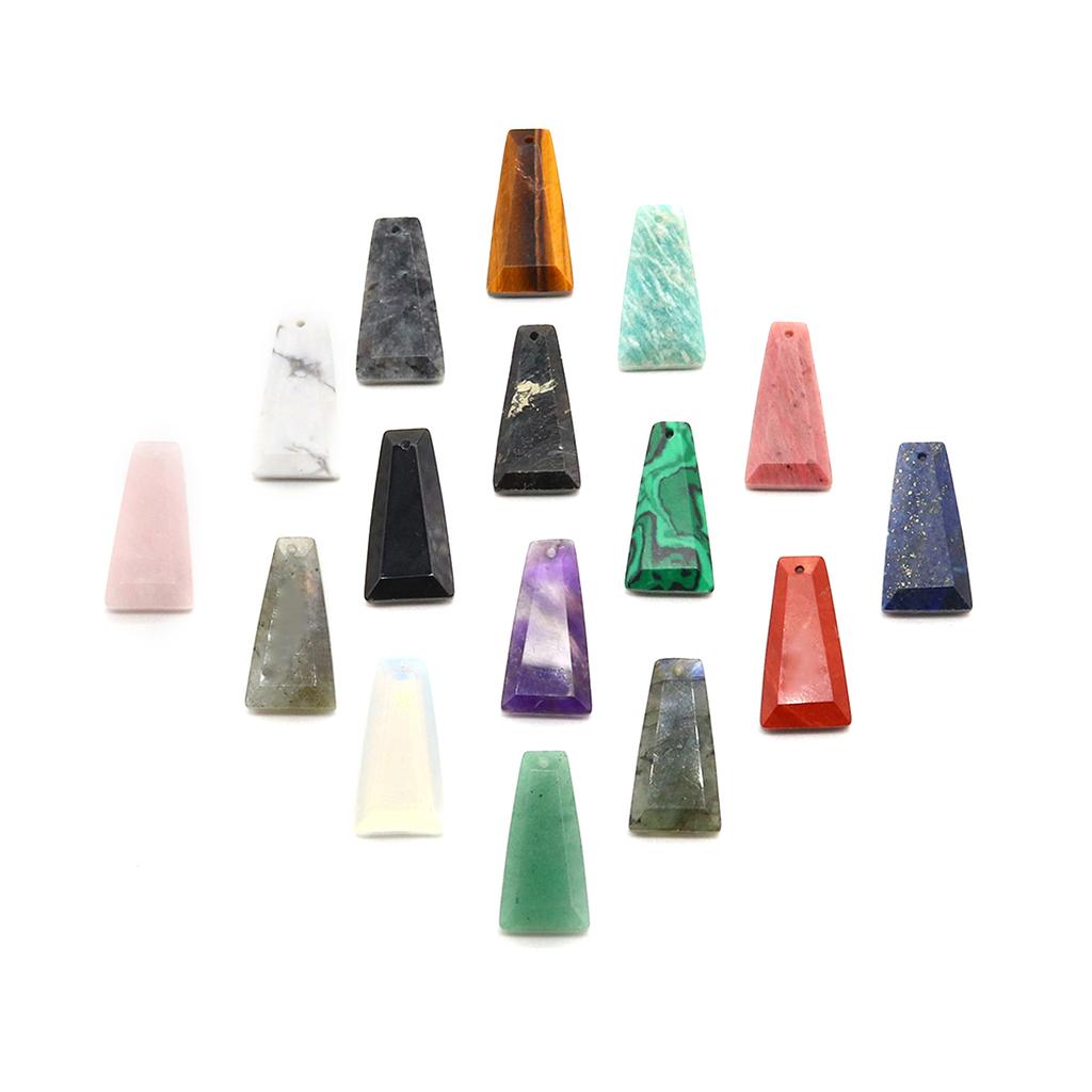 1Pc Natural Stone Pendant, Trapezoidal Crystal Gemstone Charms for Jewelry Making DIY Women Men Necklace Bracelet Earrings Accessories Gifts 25x13 Mm