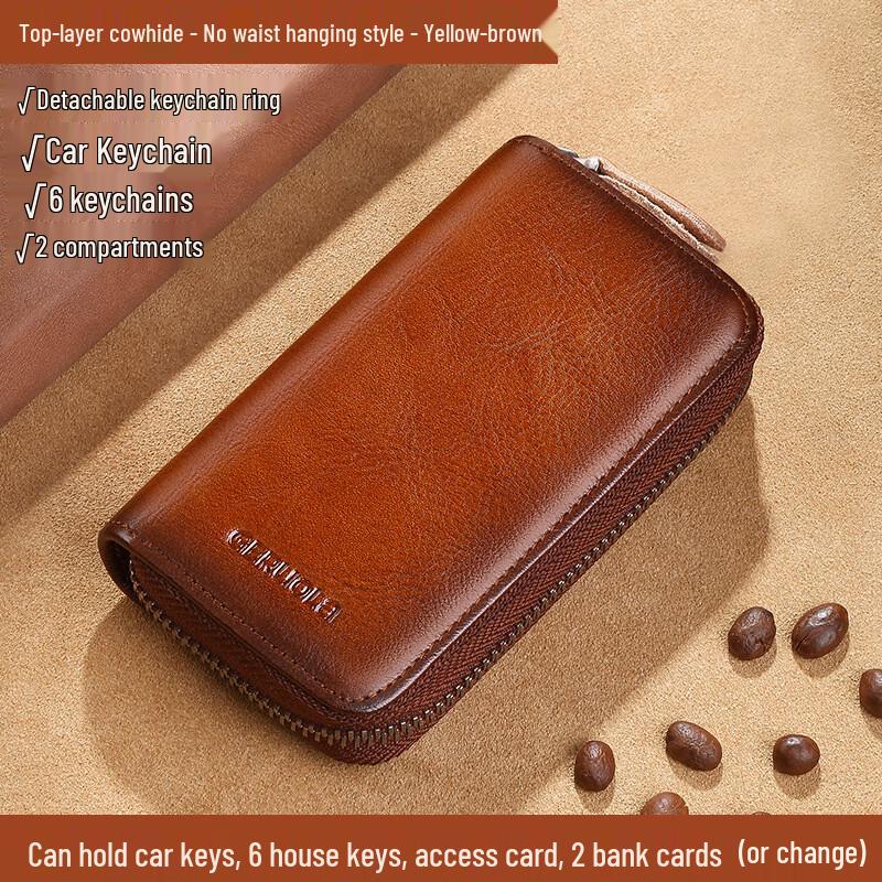 GERUOLA Men s Genuine Leather Multifunctional Car Key Holder