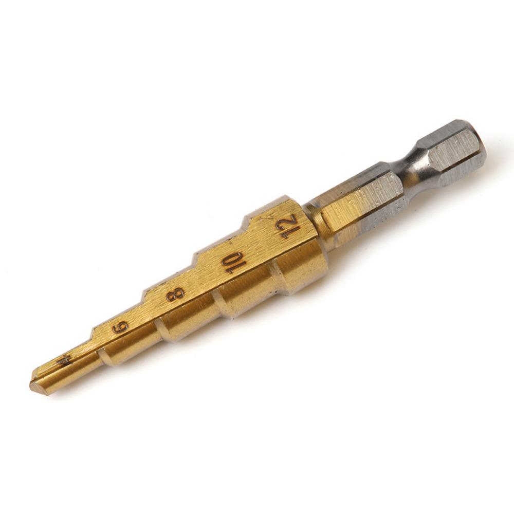 Baota Drill Bit 3-piece Set Hexagonal Handle Straight Slot Metric Titanium Plated Drilling Reamer Step Drill 3-piece Set Step Drill
