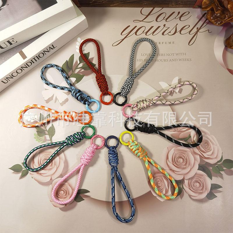 Color-blocked Knotted Mobile Phone Lanyard Creative Short Lanyard Keychain Lanyard Ring Detachable Anti-lost Lanyard 12CM