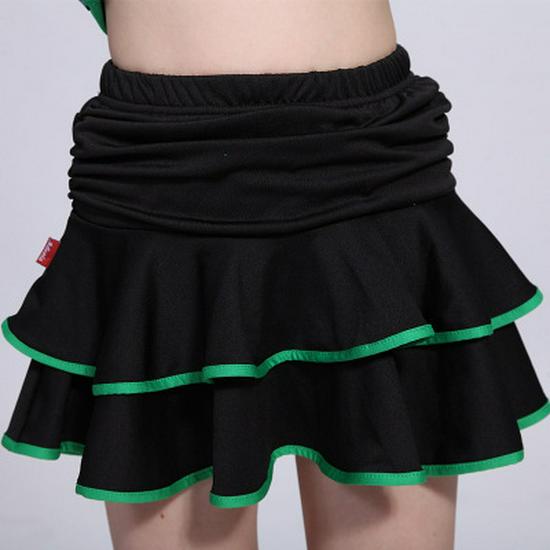 Leopard Print Milk Silk Double Layer Latin Practice Skirt for Girls Dance 140