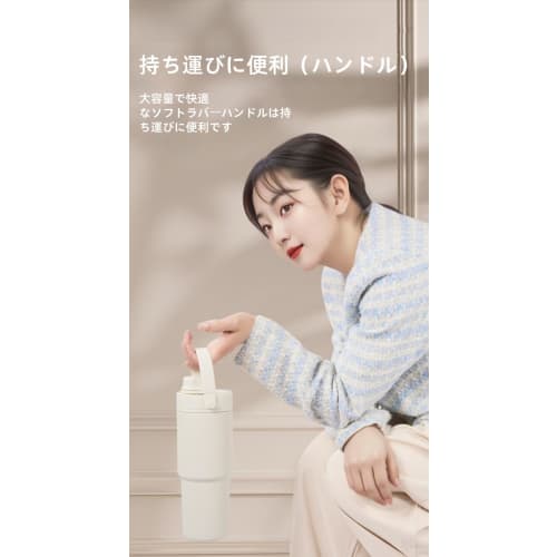 Ceramic Tumbler with Straw - Coated - Insulated Water Bottle, Portable, Stylish, Spill-Resistant, 735ml Capacity, Vacuum Insulated Lid, Coffee, Milk,