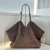 New first-layer cowhide leather suede matte tote bag vegetable basket handbag shoulder messenger bag women's bag