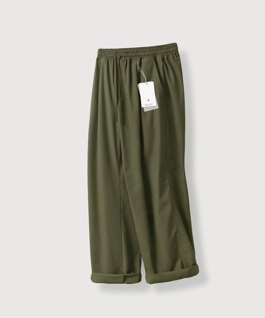 MOOD INSIDE [2Pack] Single-Pleat Linen-Like Wide Elastic Pants