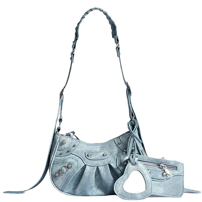 2025 Fashion Trend Tassel Rivet Motorcycle Underarm Shoulder Bag Crossbody for Women