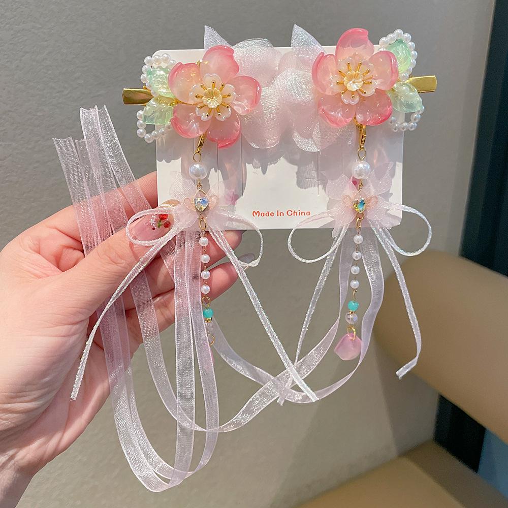 Chinese Style Hanfu Hairpin Set for Girls - Includes Hair Clips, Swaying Tassels, and Butterfly Accessories