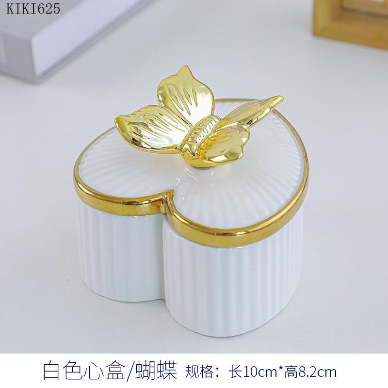 Creative Ceramic Jewelry Storage Jar Electroplating Golden Animal Cover Wedding Candy Gift Box Household Mini Sealed Jar Decor