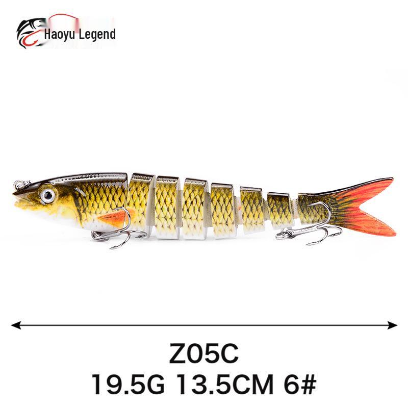 8-Section Multi-Jointed Lure, 13.5cm, Freshwater & Sea Fishing, Long Cast Hard Bait