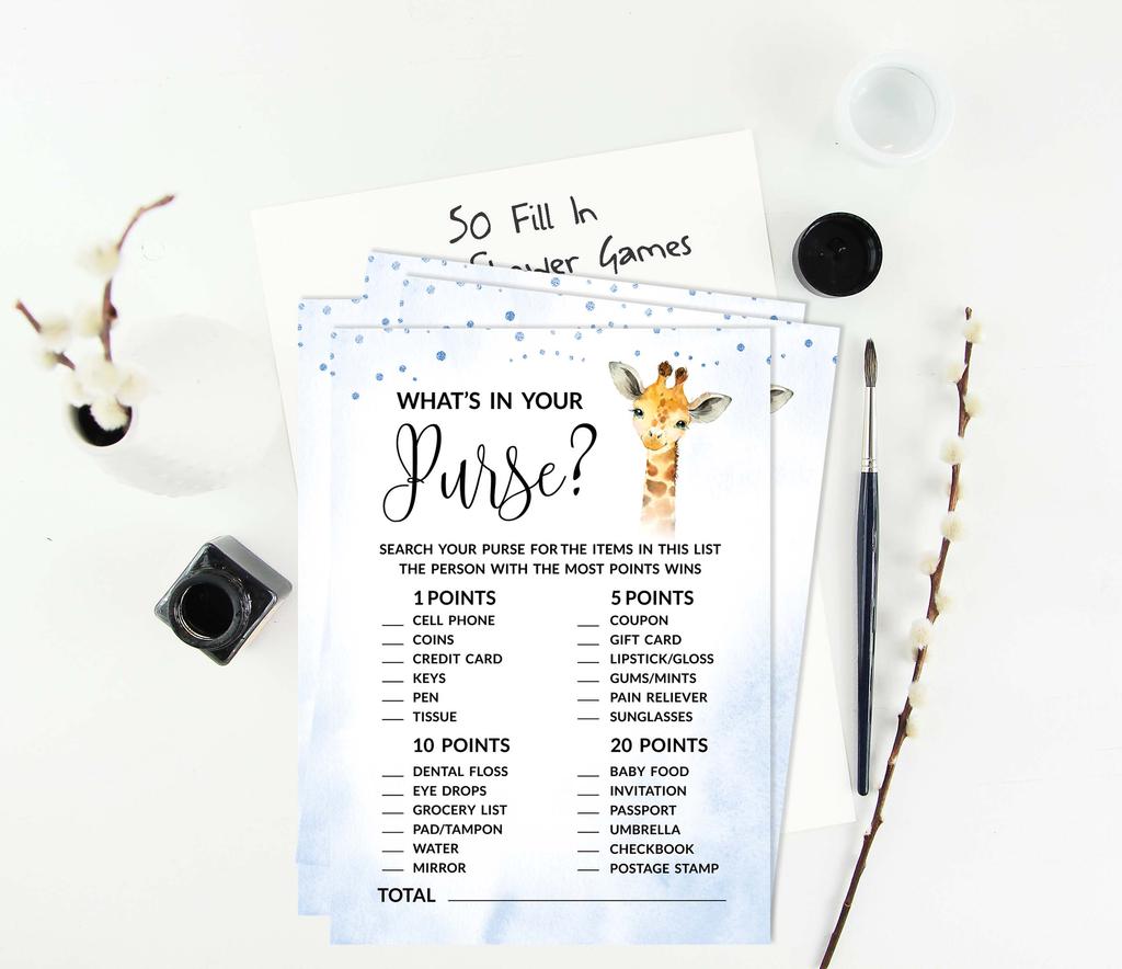 Inkdotpot Baby Shower Game Set Of 50 BabyA  AlphabetA  ABCA  Game Giraffe Jungle Animals Party