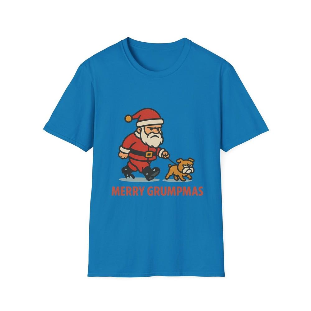 

Unisex Softstyle T-Shirt Grumpy Santa Bulldog Funny Holiday Cartoon Christmas 4XL