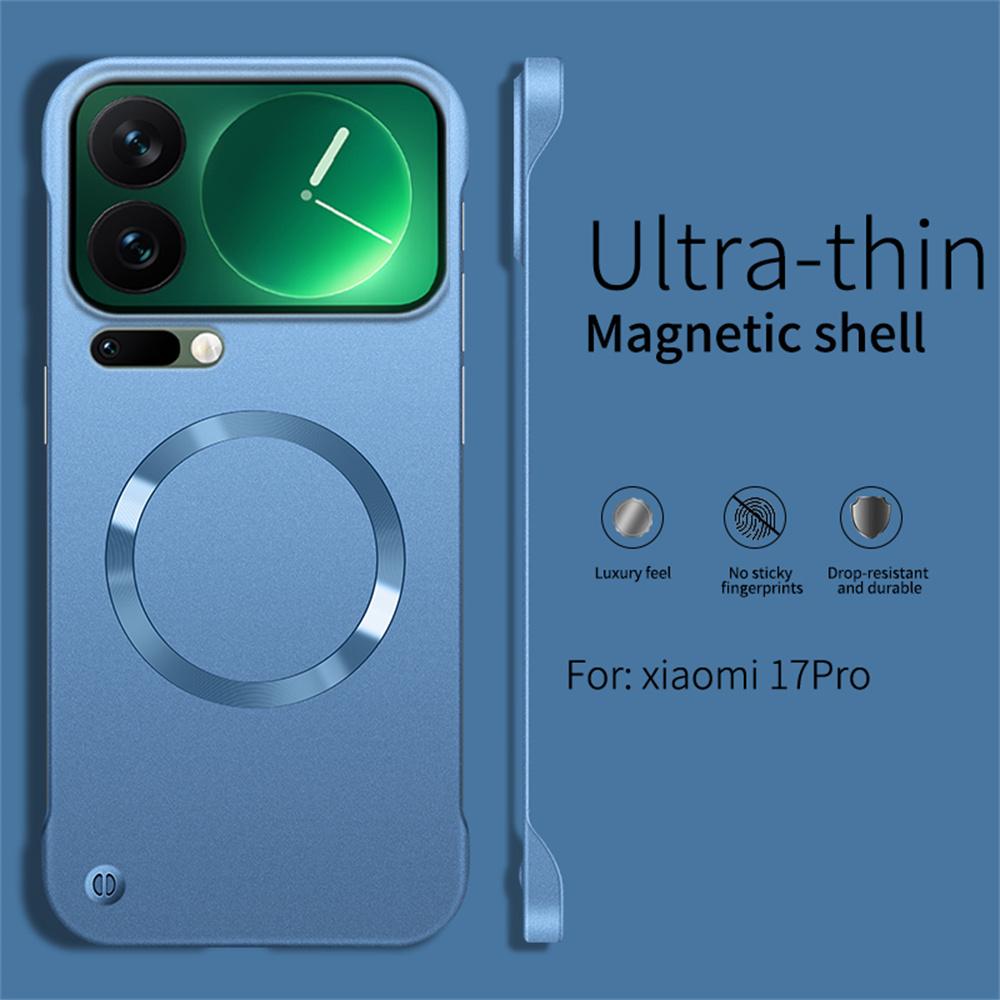 Plating Metallic Color Frameless Magnetic Phone Case For Xiaomi 15 17 Pro Max 14 13 Ultra For Magsafe Ultra-thin Cover