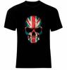 Skull British Flag England United Kingdom UK T-Shirt. Summer Cotton Short Sleeve O-Neck Mens T